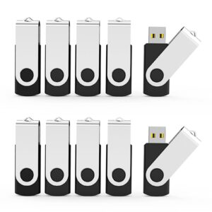 Aiibe 10 Pack 8GB USB Flash Drive Flash Drives USB 2.0 Thumb Drive Memory Stick Zip Drives Bulk (8GB, 10 Pack, Black)