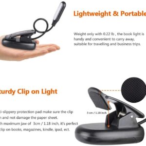 LEPOWER Clip on Book Light/Reading Light/Clip Light with 5 LED Eye Care, 3 Color Changeable, Portable Reading Lamp, Battery & USB Operated, Bed Light for Kids, Bookworms, Students(Black)