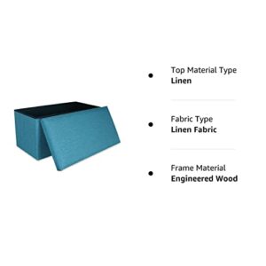 Cosaving 30 inches Folding Storage Ottoman Storage Cube Seat Foot Rest Stool with Memory Foam for Space Saving, Square Ottoman 30x15x15 inches, Teal