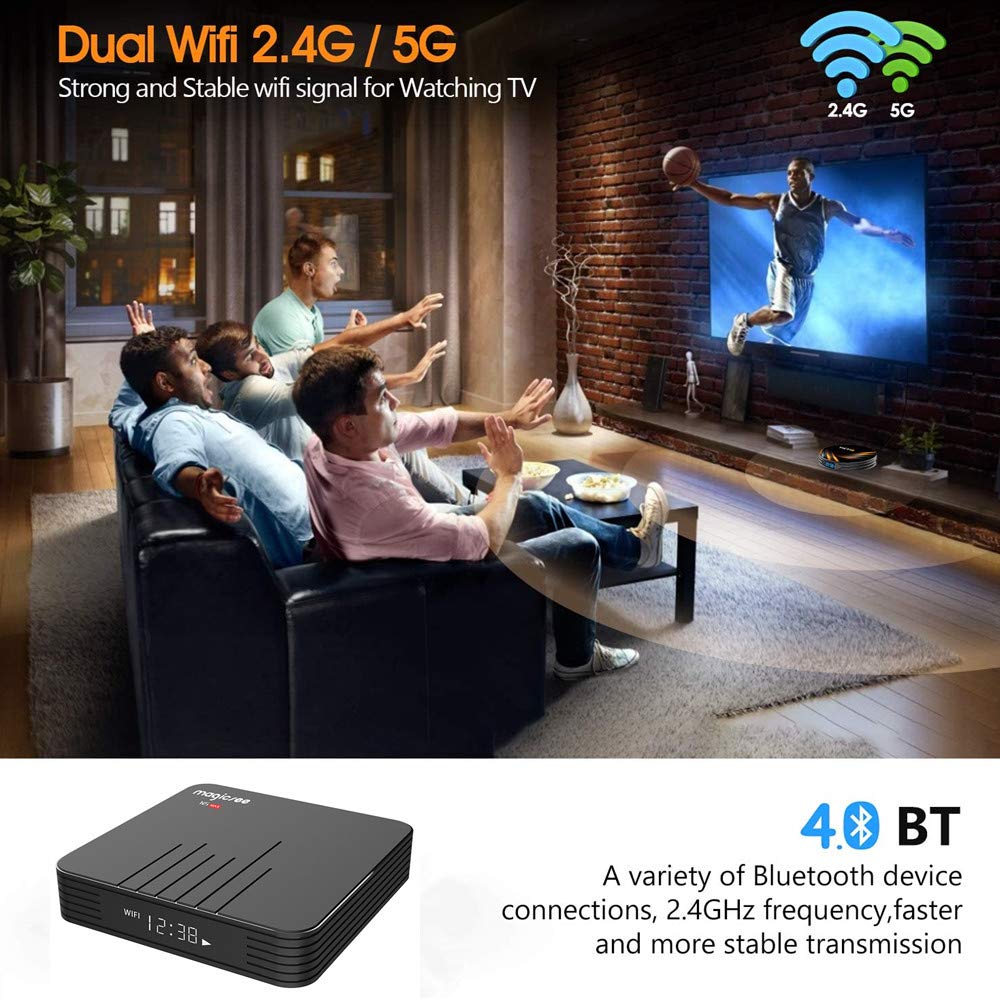 Magicsee N5 Max 4GB RAM 32ROM Android TV Box 9.0 with Mini Wireless Keyboard Backlit Amlgoic S905X3 Smart TV Box 4K 8K HDR Dual WiFi 2.4GHz/5GHz Bluetooth Quad Core 64 Bits USB Miracat DLNA Airplay