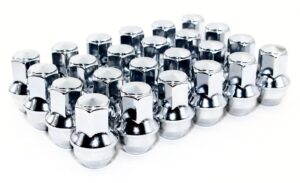 set of 24 veritek 14x1.5mm 13/16 hex 1.7 inch 44.5mm length one piece chrome oem factory style large acorn seat lug nuts for ford f-150 expedition lincoln navigator factory wheels