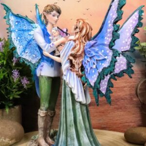 Ebros Amy Brown Family Love Fairy Mother Father and Baby Child Statue 9.5" Tall Fantasy Mythical Faery Garden Magic Collectible Figurine Fairies Pixies Nymphs Decor