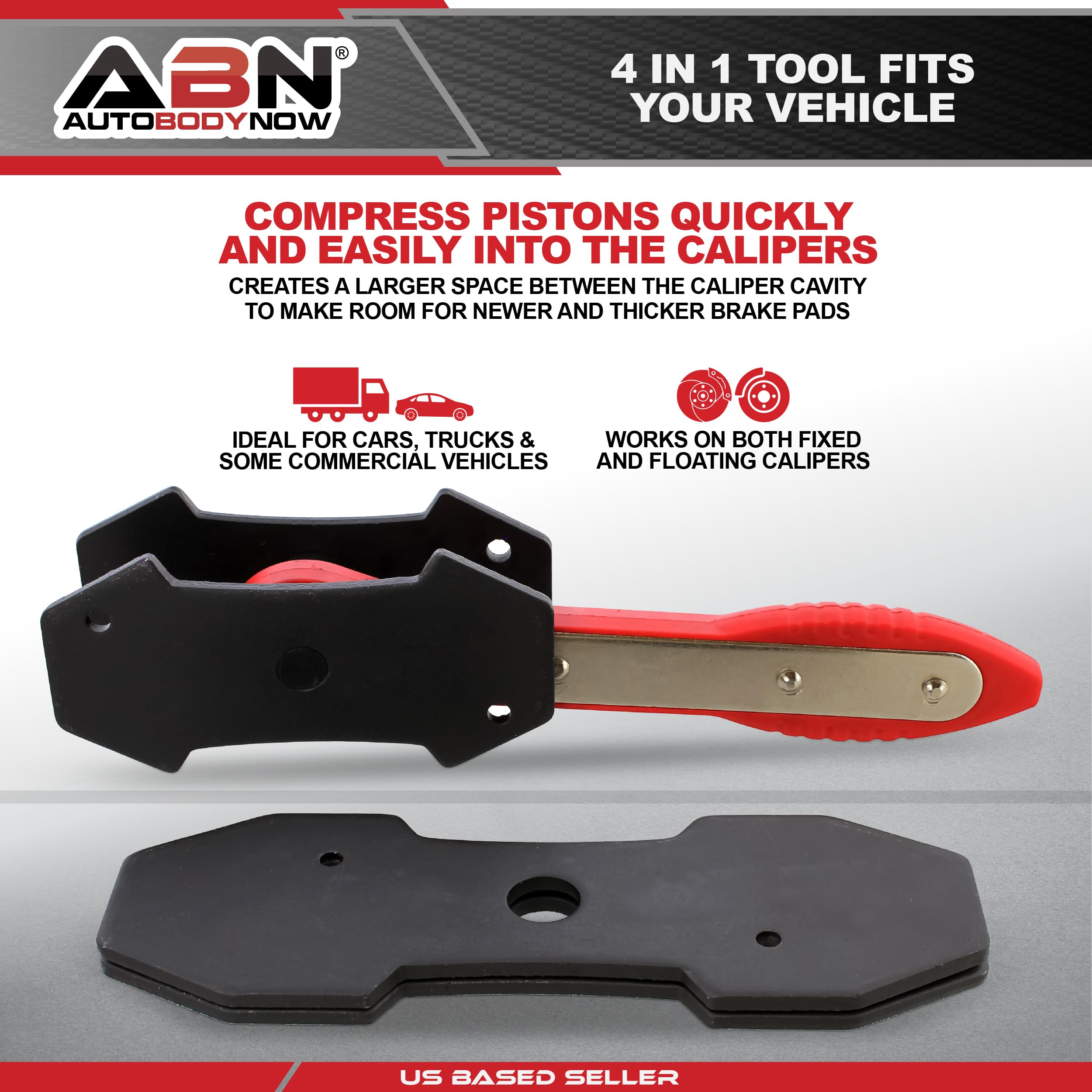 ABN Ratcheting Caliper Piston Tool – 4 in 1 Disc Brake Caliper Compression Tool Universal Brake Caliper Spreader Tool