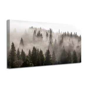 artistic path foggy forest canvas wall art: landscape mountain artwork photographic print pictures for bedrooms (40" w x 20" h,multi-sized)