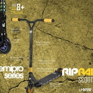 Riprail Adult Kick Scooter, Lightweight Alloy Frame with 110mm PU Tire, ABEC-9 Bearings, Removable Stunt Pegs