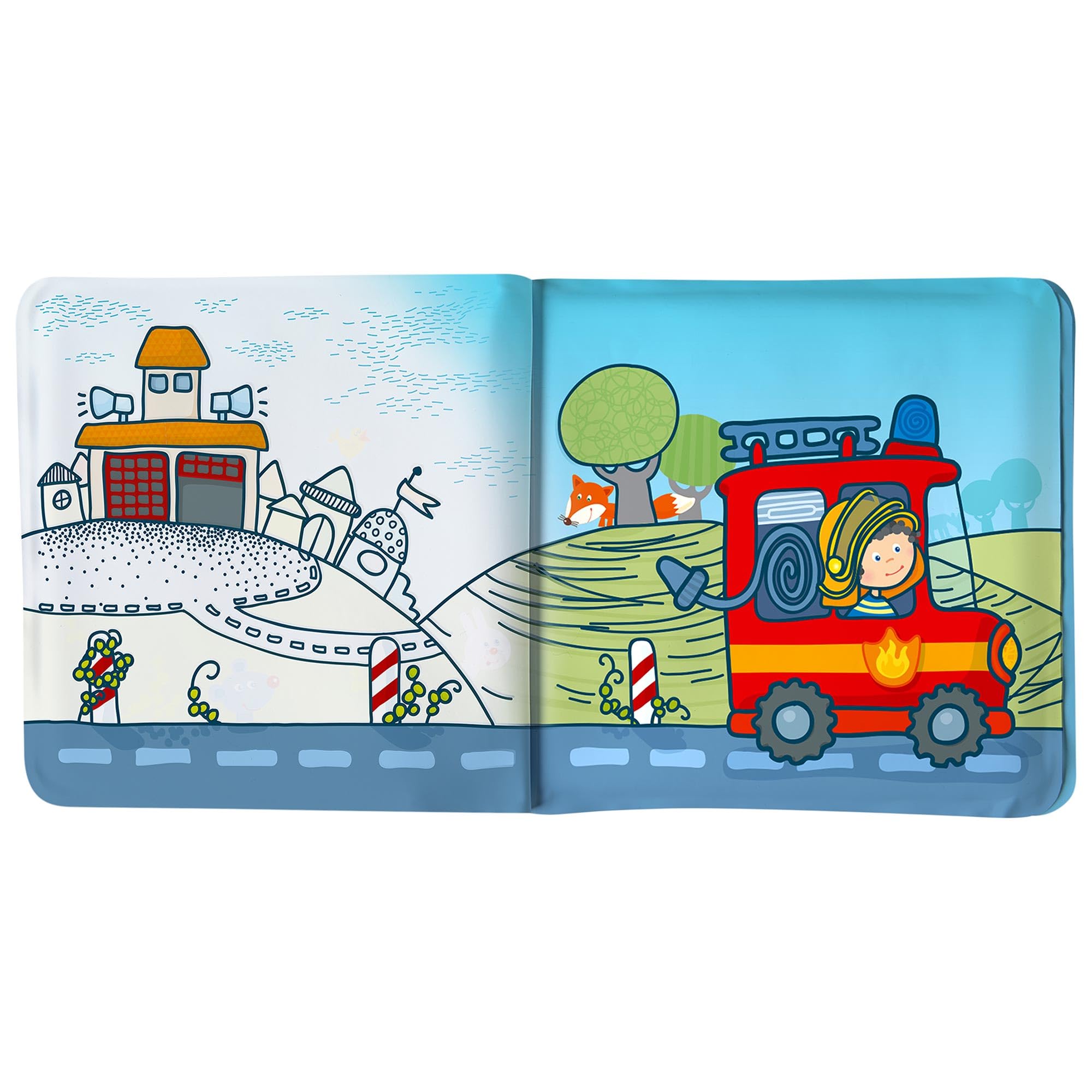 HABA Magic Bath Book Fire Brigade - Wet the Pages to Reveal Colorful Backgrounds in Tub or Pool