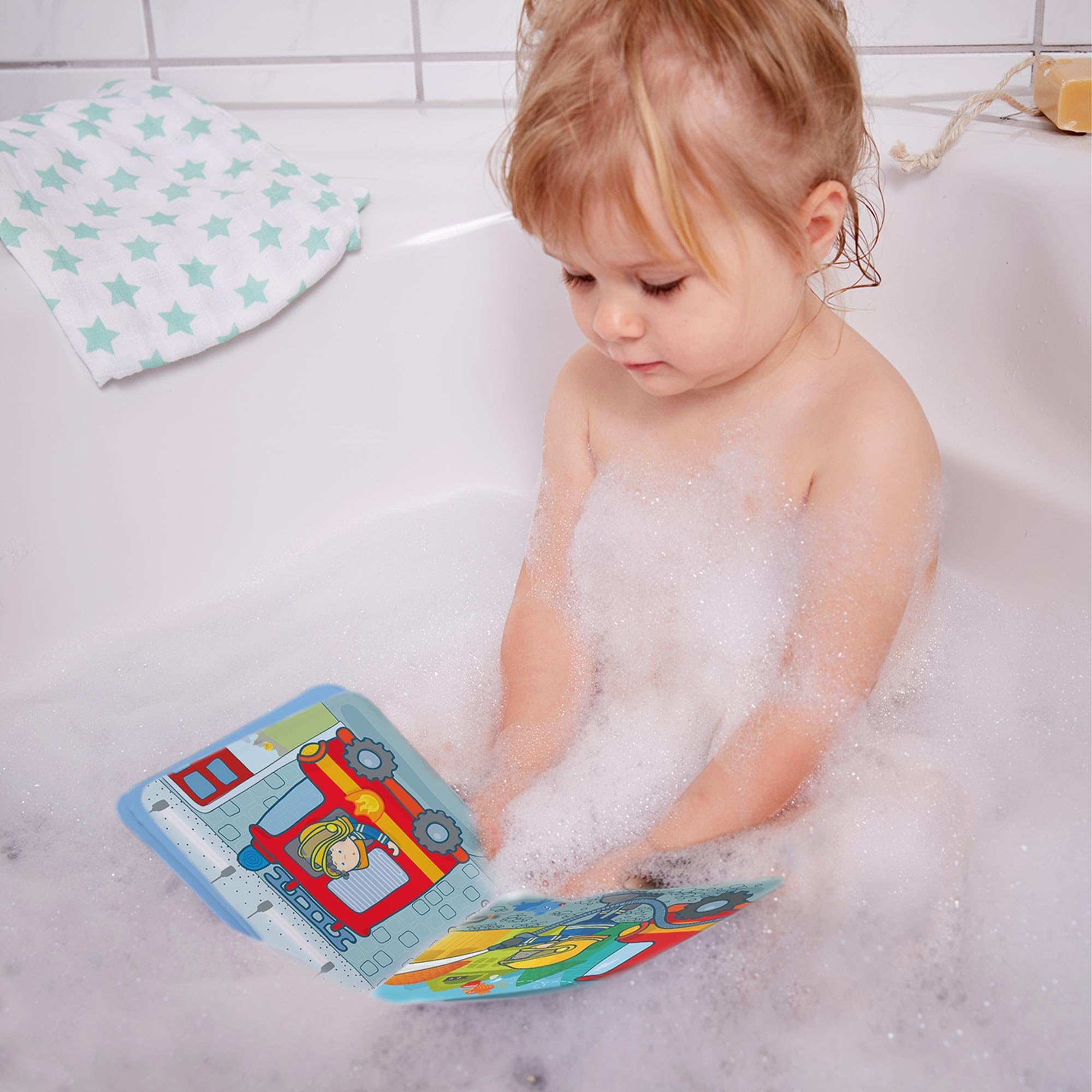 HABA Magic Bath Book Fire Brigade - Wet the Pages to Reveal Colorful Backgrounds in Tub or Pool