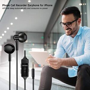 Cell Phone Call Recorder Earphone for iPhone Cellular Calls Skype Facebook Messenger Whatsapp Voice Call Recording (with Connector)