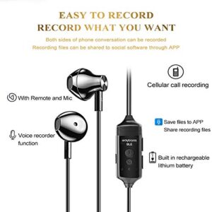 Cell Phone Call Recorder Earphone for iPhone Cellular Calls Skype Facebook Messenger Whatsapp Voice Call Recording (with Connector)