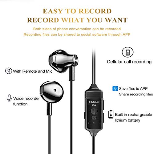 Cell Phone Call Recorder Earphone for iPhone Cellular Calls Skype Facebook Messenger Whatsapp Voice Call Recording (with Connector)