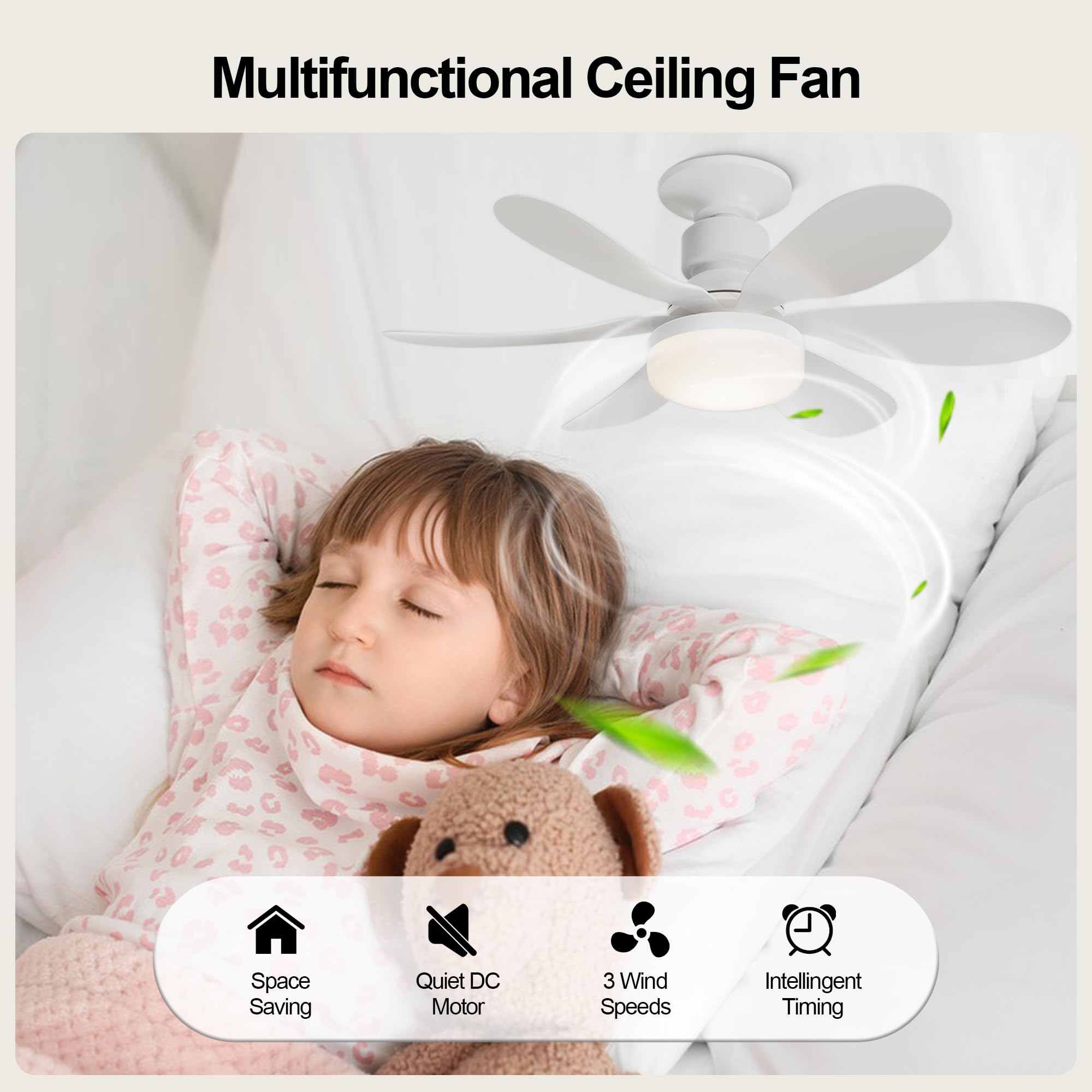 Bella Depot 42" Retractable Ceiling Fan with Lights and Remote with 3 Color Change, Timing Options, Silent Noiseless for Dining Room Bedroom Kitchen(Brushed Nickel, 42")