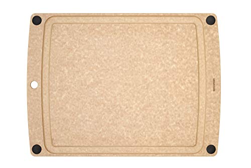 Epicurean All-In-One Cutting Board with Non-Slip Feet and Juice Groove, 19.5" x 14.5", Natural/Black