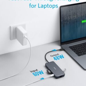 Anker USB C Hub Adapter, PowerExpand+ 7-in-1 USB C Hub, with 4K USB C to HDMI, 60W Power Delivery, 1Gbps Ethernet, 2 USB 3.0 Ports, SD and microSD Card Readers, for MacBook Pro and Other Laptops