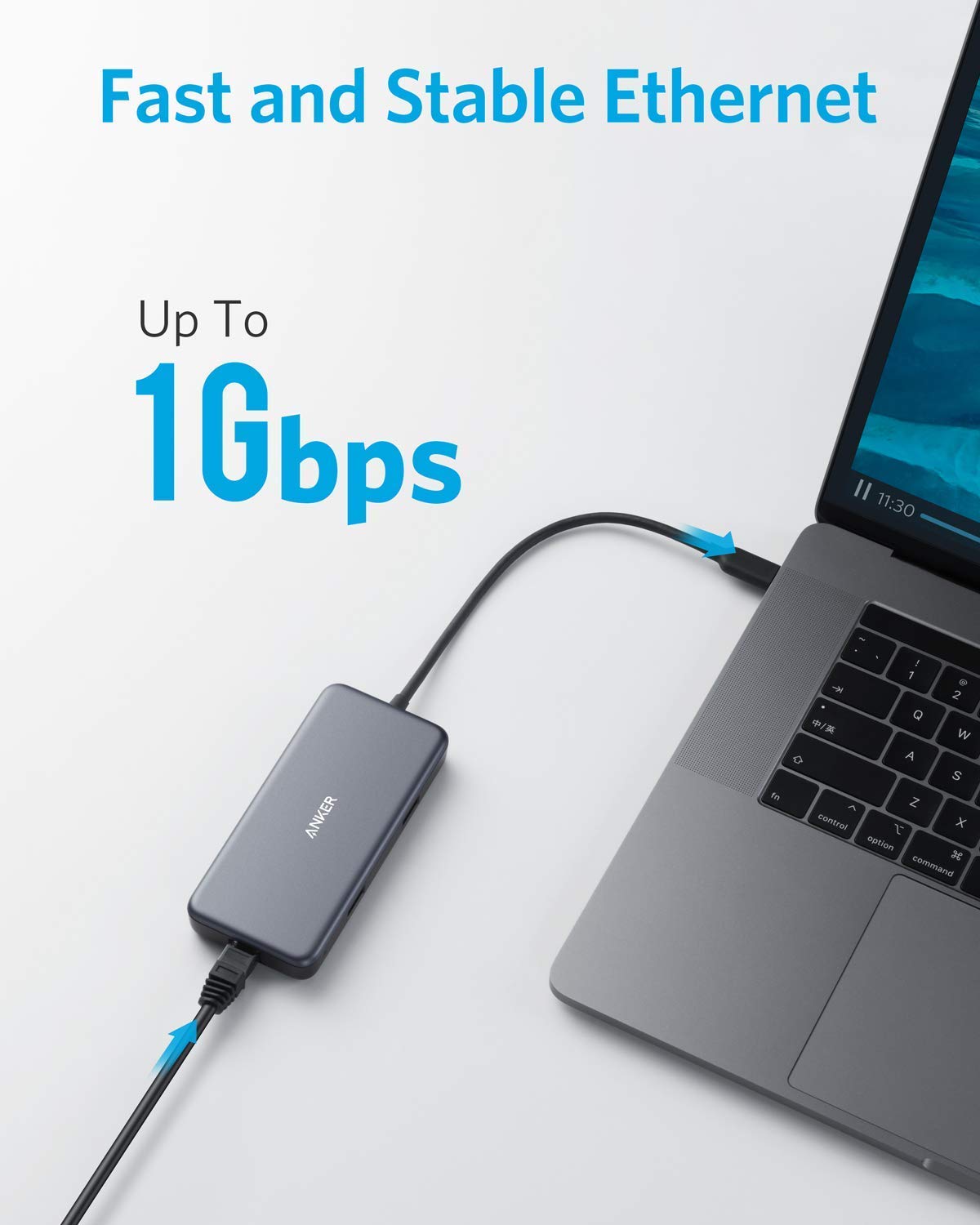 Anker USB C Hub Adapter, PowerExpand+ 7-in-1 USB C Hub, with 4K USB C to HDMI, 60W Power Delivery, 1Gbps Ethernet, 2 USB 3.0 Ports, SD and microSD Card Readers, for MacBook Pro and Other Laptops