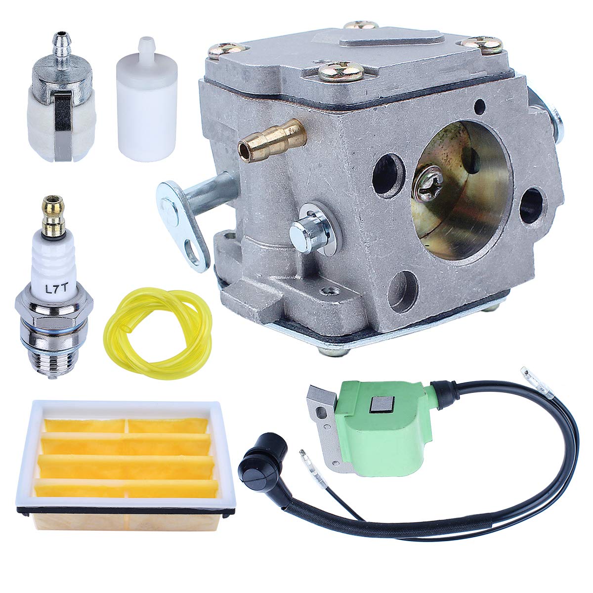 Adefol Carburetor for Husqvarna 268 272 272XP 61 266 Chainsaw 503280316 503901401with Ignition Coil Air Fuel Filter Line Kit