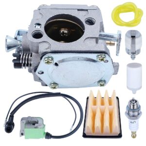 Adefol Carburetor for Husqvarna 268 272 272XP 61 266 Chainsaw 503280316 503901401with Ignition Coil Air Fuel Filter Line Kit