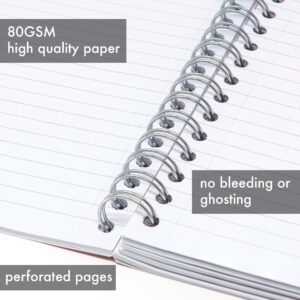 Pukka Pad 5 Subject Spiral Notebook 3-Pack - 200 Pages, 100 Sheets of 80GSM Paper with Repositionable Dividers & Perforated Edges for School & Office Planning & Organization - B5-7 X 10, Blossom
