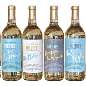 6 Mommy's First Milestone Wine Labels and Stickers, Great Baby Shower and Pregnancy Gift Ideas for Mom To Be, Funny Mom's First Moments After Having New Baby Girl or Boy – By Harper & Ivy Designs