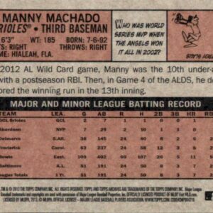 2013 Topps Archives #27 Manny Machado Orioles MLB Baseball Card (RC - Rookie Card) NM-MT