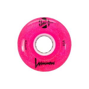 Luminous Pink Glitter Light-Up Quad Roller Skate Wheel (62mm) (Set of 4)