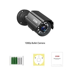 ZOSI 1080P HD TVI Security Camera for Home Office Surveillance CCTV System Bullet BNC Camera with Night Vision Black