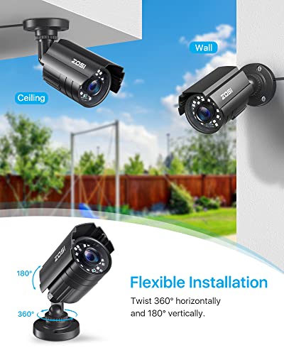 ZOSI 1080P HD TVI Security Camera for Home Office Surveillance CCTV System Bullet BNC Camera with Night Vision Black