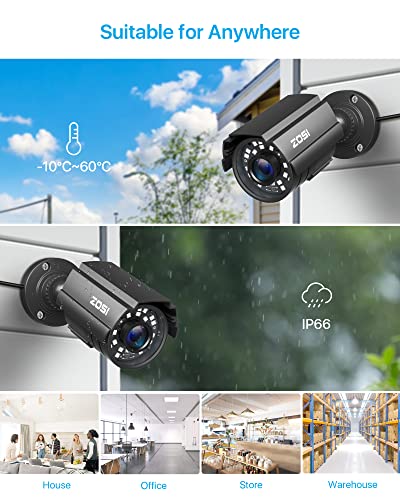 ZOSI 1080P HD TVI Security Camera for Home Office Surveillance CCTV System Bullet BNC Camera with Night Vision Black