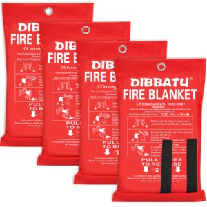 dibbatu fire blanket, 4 pack-red, fiberglass, emergency blanket for home, kitchen, grill, bbq, fireplace