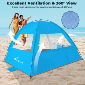 Venustas Beach Tent Sun Shelter for 3/4-5/6-7/8-10 Person, UPF 50+ UV Protection Portable Beach Canopy, Lightweight and Easy Setup Cabana