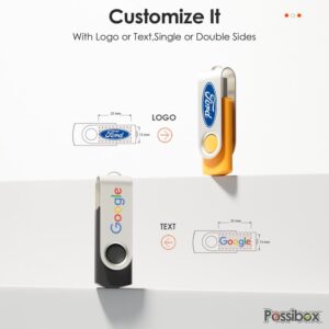 Possibox Custom Swivel USB Flash Drive 8GB Promotional Product Personalized with Your Logo - Bulk USB 2.0 - Customizable 500 Pack