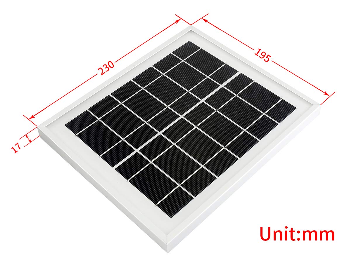 waveshare Solar Panel (6V 5W) with High Performance156 Monocrystalline Cell Toughened Glass Anodic Oxidation Aluminum Alloy for Use with Solar Power Manager