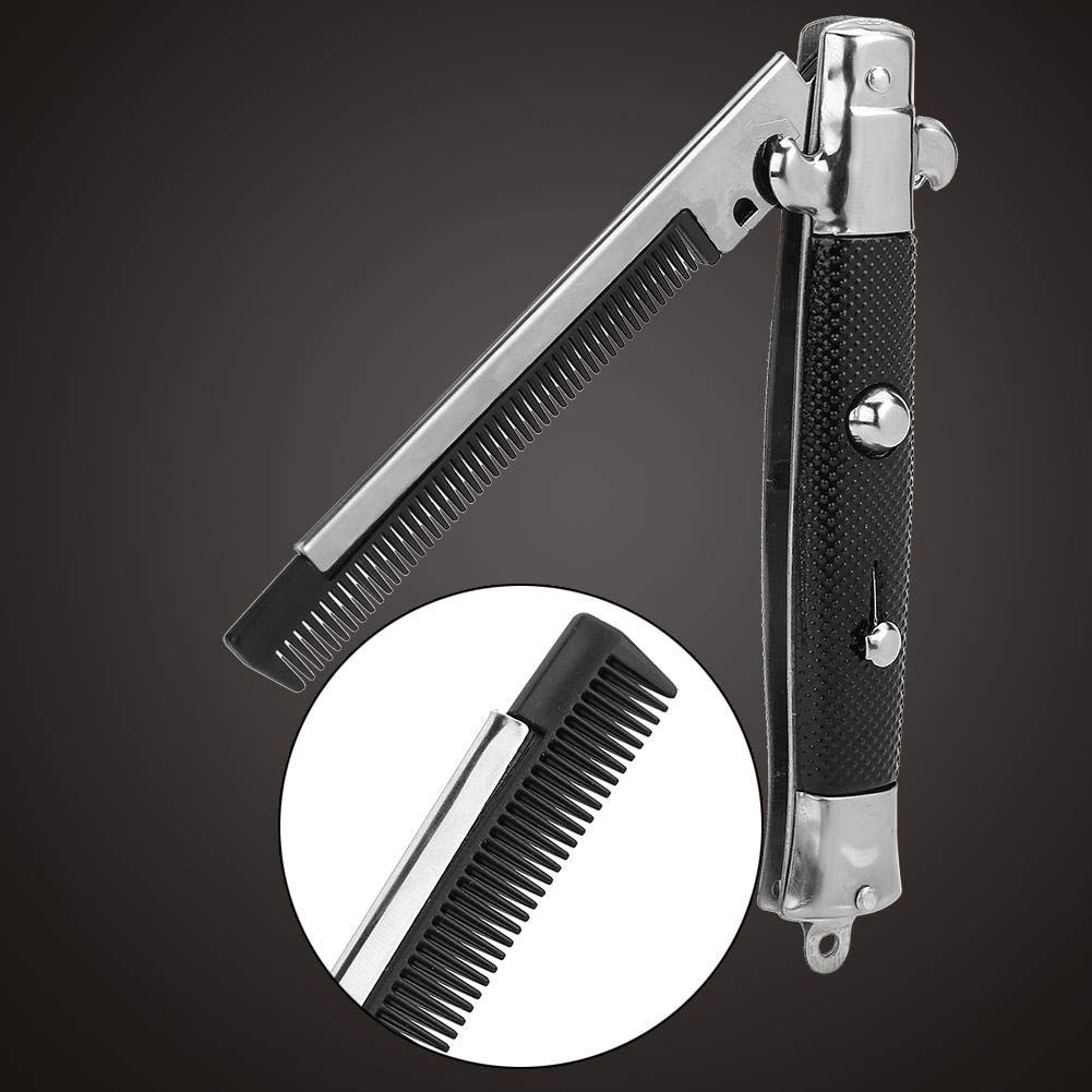 Switchblade Comb, Man's Spring Pocket Oil Hair Comb Folding Knife Looking Automatic Push Button Brush for Head Hair or Beard Men