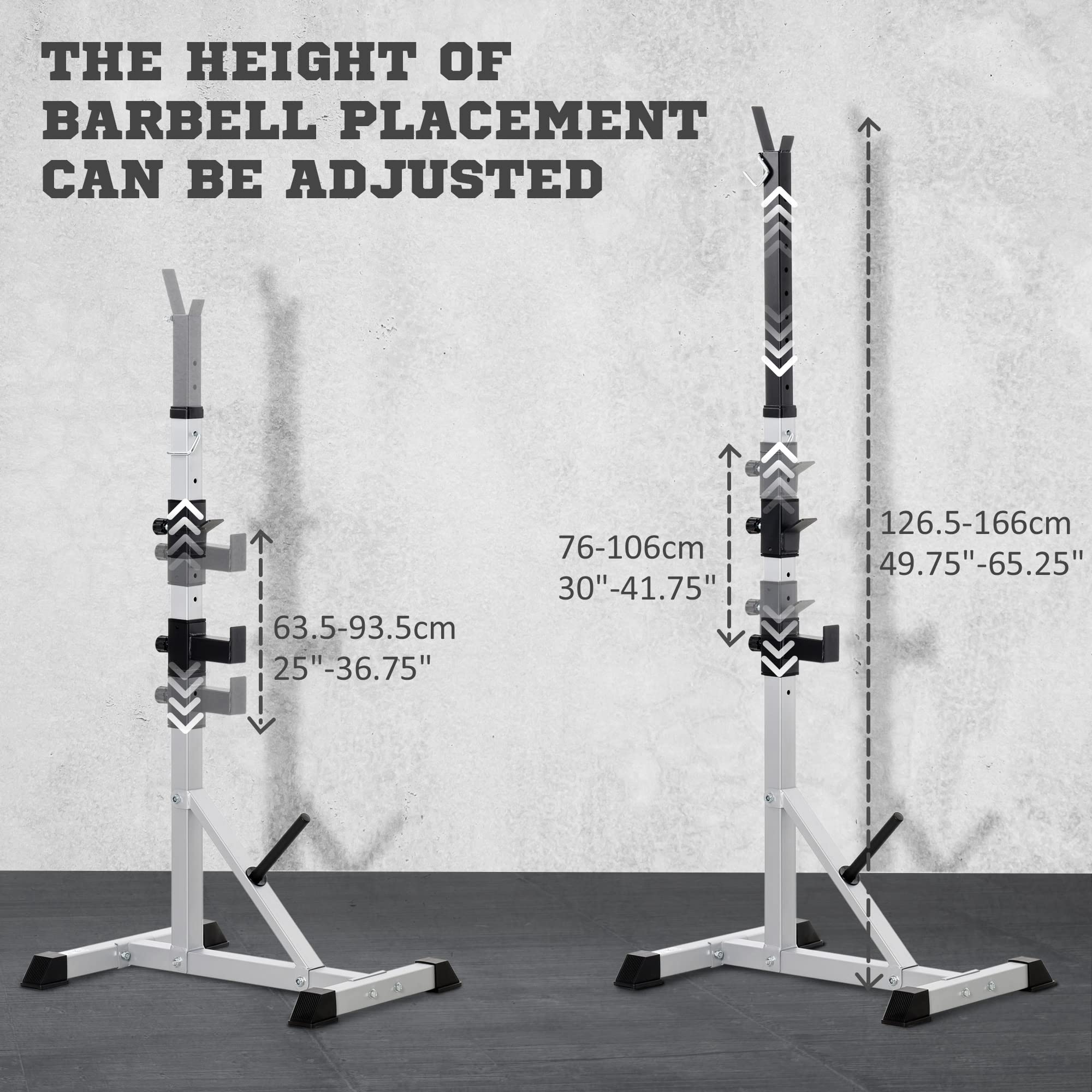 Soozier 2-Piece Pair Steel Height Adjustable Barbell Squat Rack and Bench Press 23" x 29.75" x 69.25"