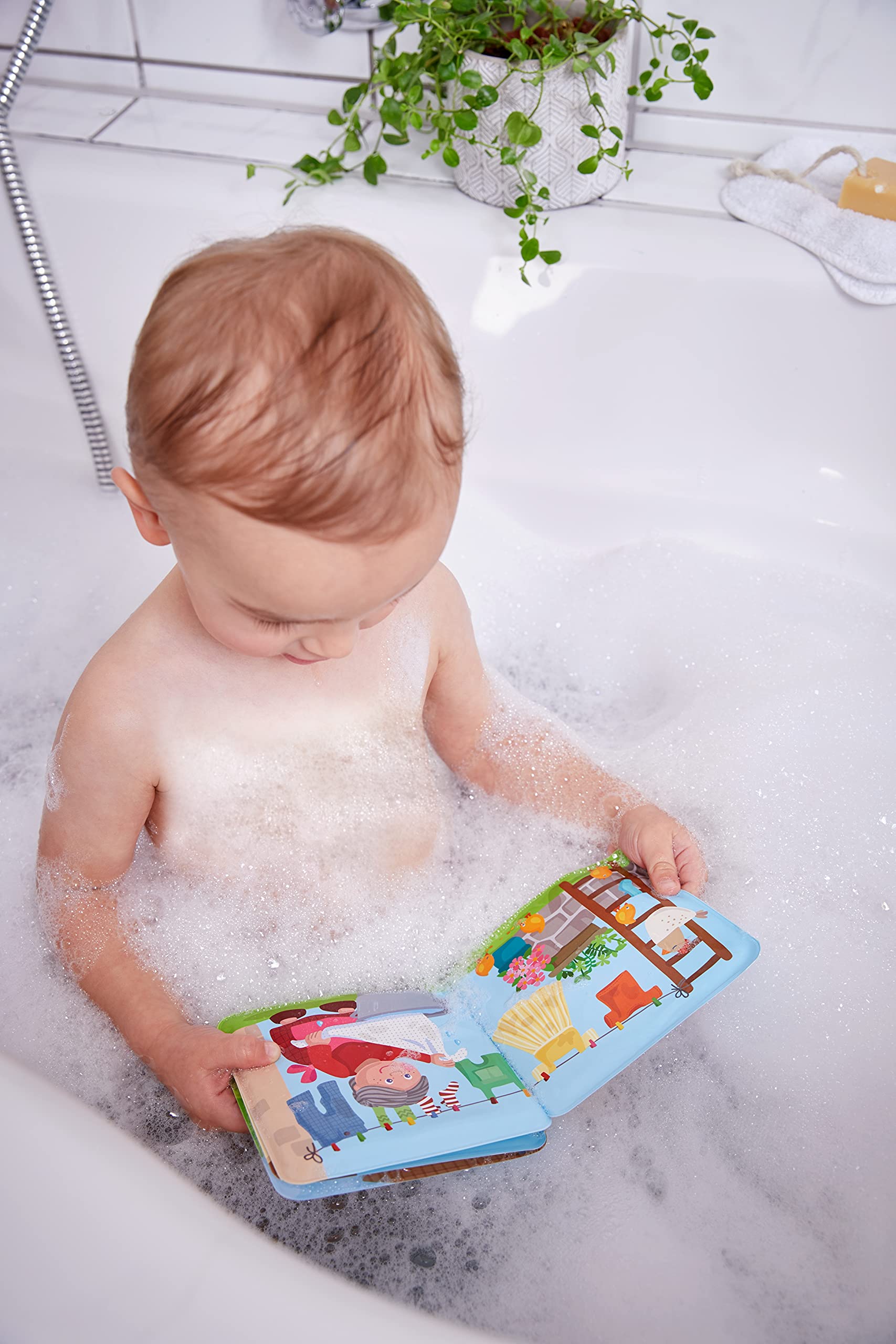 HABA Animal Wash Day - Magic Bath Book - Wipe with Warm Water and the "Muddy" Pages Come Clean