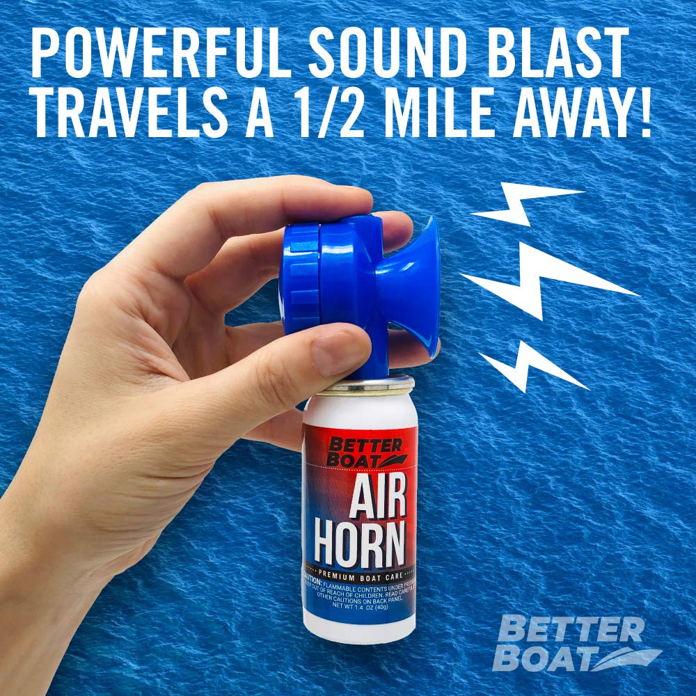 Air Horn Can for Boating & Safety Very Loud Canned Boat Accessories Hand Held Fog Mini Marine Air Horn for Boat Can and Blow Horn or Small Compressed Horn Refills 1.4oz