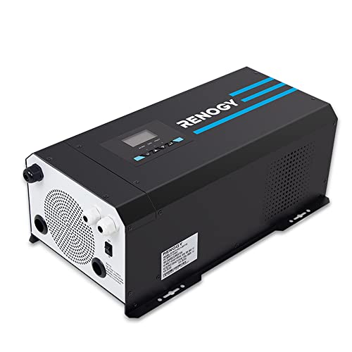 Renogy 3000w Pure Sine Wave Inverter Charger 12V DC to 120V AC Surge 9000w for Off-Grid Solar RV Boat Home w/LCD Display, Auto Transfer Switch, Compatible with Lithium Battery