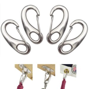 pission flag carabiner hooks 4 pack stainless steel spring snap hooks clips for keychain backpack climbing hiking gym and attach dog leashes carabiner clips