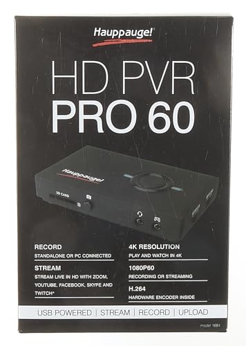 HAUPPAUGE HD PVR Pro 60 HD 4K in/Out 1080P 60fps Capture and Streaming PC Connected and Stand Alone for Zoom Skype YouTube Live and Twitch 1684