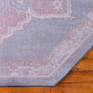 Unique Loom Utopia Collection Traditional Classic Vintage Inspired Area Rug with Warm Hues, 7' Octagon, Dark Blue/Beige