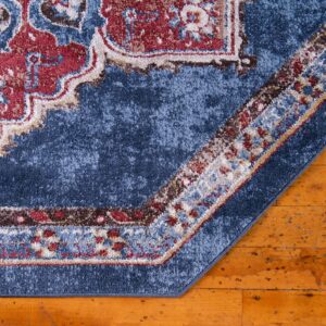 Unique Loom Utopia Collection Traditional Classic Vintage Inspired Area Rug with Warm Hues, 7' Octagon, Dark Blue/Beige