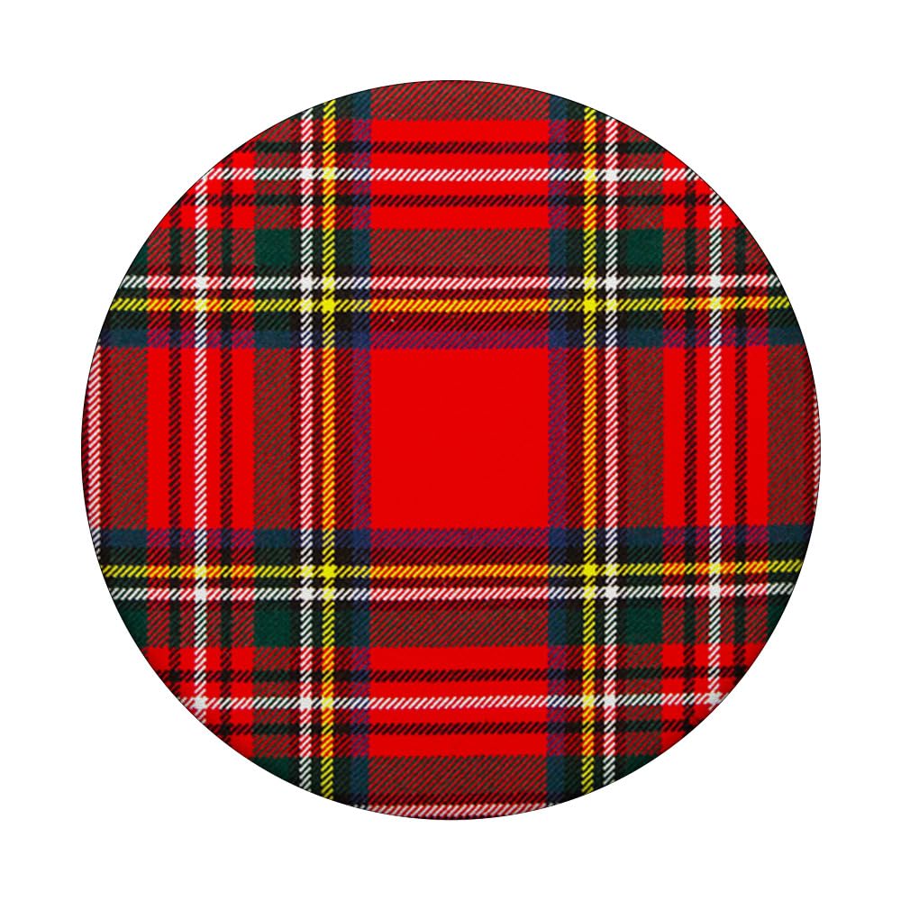 Red Scottish Plaid Pattern Trendy Stripes Plaid Fabric Shawl PopSockets PopGrip: Swappable Grip for Phones & Tablets PopSockets Standard PopGrip