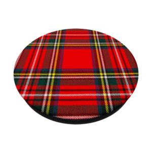 Red Scottish Plaid Pattern Trendy Stripes Plaid Fabric Shawl PopSockets PopGrip: Swappable Grip for Phones & Tablets PopSockets Standard PopGrip