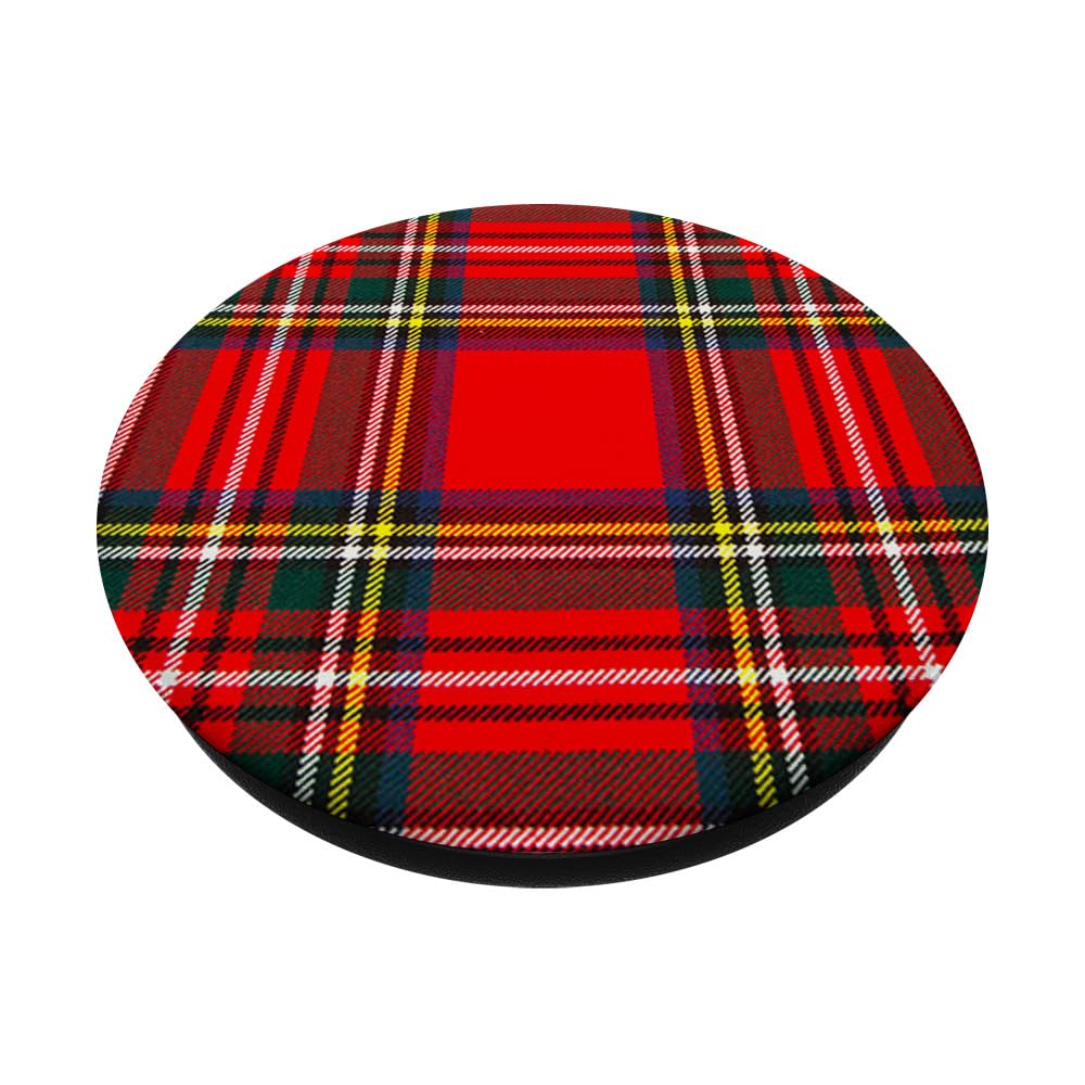 Red Scottish Plaid Pattern Trendy Stripes Plaid Fabric Shawl PopSockets PopGrip: Swappable Grip for Phones & Tablets PopSockets Standard PopGrip