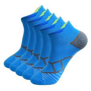 toes&feet men's and women's 5-pack blue light cushioned anti blister odor controll seamless low-cut compression running socks,size 6-11