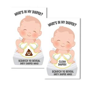 what's in my diaper baby shower scratch off game | 24 cards - 1 winner | baby shower games | baby shower prizes | door prizes | baby shower decorations neutral | diaper party | dirty diaper game