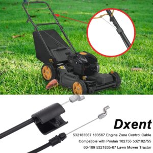 Dxent 532183567 183567 Engine Zone Control Cable Compatible with Poulan 182755 532182755 60-109 5321835-67 Lawn Mower Tractor Engine Safety Control Cable Parts