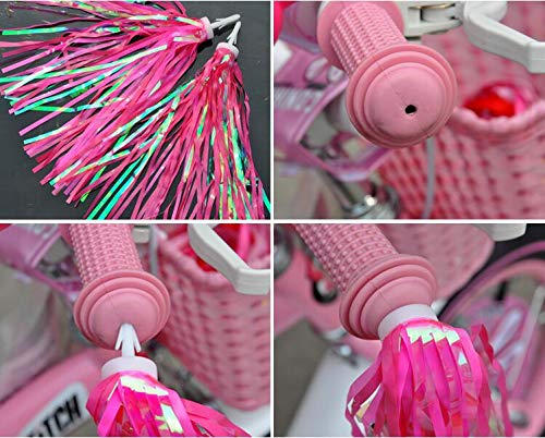 XINGZI 1Pair Hot Pink 19cm/7.5inch Dazzle Tassels Children Bicycle Handlebar Streamers Scooter Fringe Bike Baby Carrier Handle Deocration Accessories for Kids Cycling Lovers