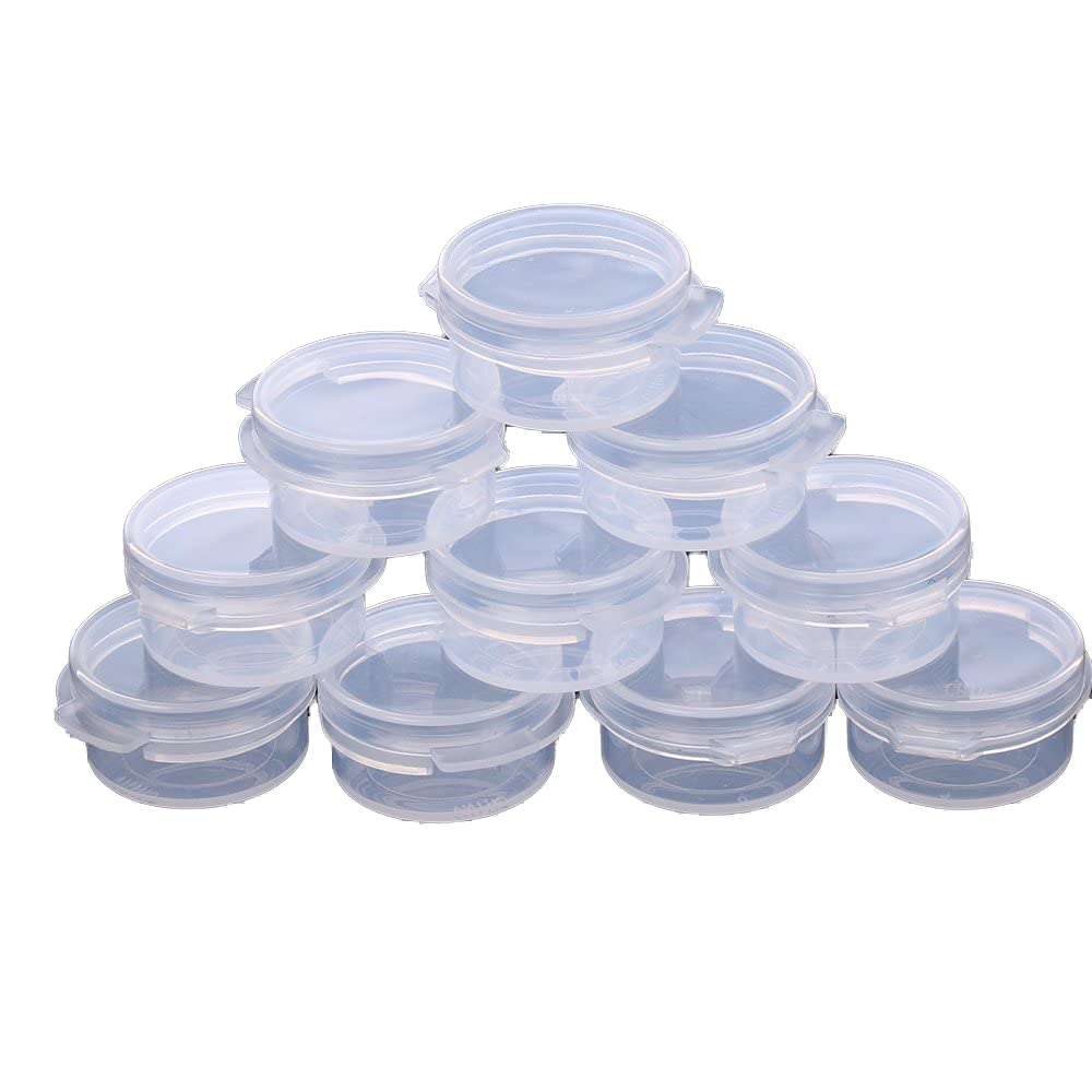 50 Pcs Plastic Cosmetic Jar 5g Empty Clear Case with Snap Lids Portable Mini Storage Box Makeup Jar Sample Bottle Sealing Pot Cosmetic Containers by EORTA for Sampling, Traveling, Mixing