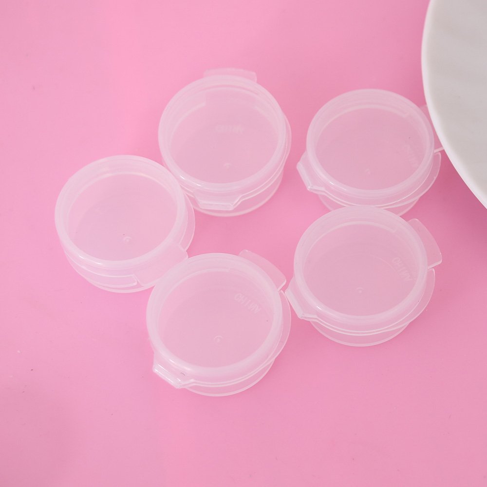 50 Pcs Plastic Cosmetic Jar 5g Empty Clear Case with Snap Lids Portable Mini Storage Box Makeup Jar Sample Bottle Sealing Pot Cosmetic Containers by EORTA for Sampling, Traveling, Mixing