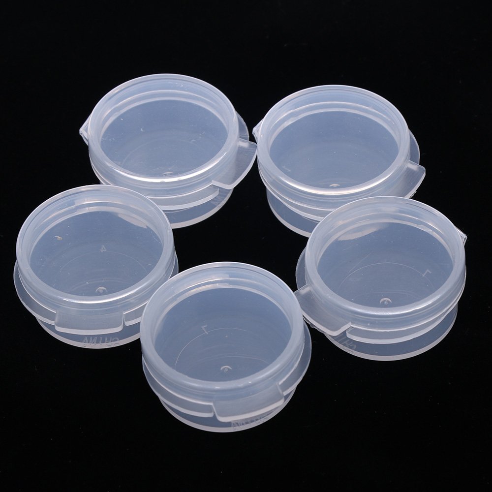 50 Pcs Plastic Cosmetic Jar 5g Empty Clear Case with Snap Lids Portable Mini Storage Box Makeup Jar Sample Bottle Sealing Pot Cosmetic Containers by EORTA for Sampling, Traveling, Mixing